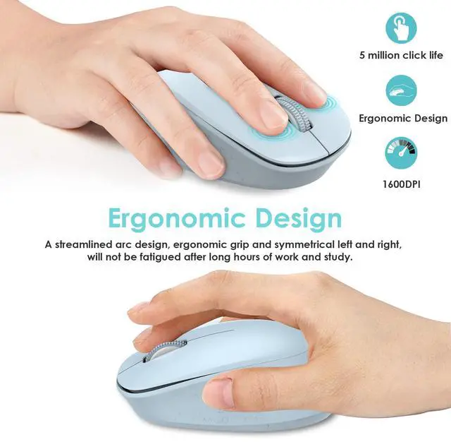 Alt view image 4 of 6 - LeadsaiL Wireless Mouse for Laptop, 2.4GHz Silent USB Mouse, Slim Optical Mouse with 3 Buttons, 1600 DPI, Works with Windows, Mac, Chrome OS, Linux