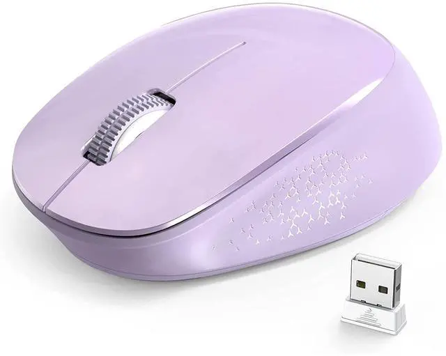 Main image of Wireless Mouse for Laptop Ergonomic Computer Cordless Mice Portable Silent Optical Mouse with USB Receiver, 1600DPI for Laptop Windows Chromebook Mac Notebook Desktop (Purple)