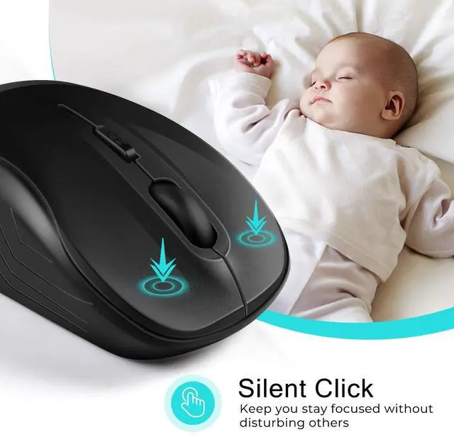 Alt view image 2 of 7 - LeadsaiL Wireless Mouse Silent 2.4G USB Computer Mouse Compact Optical Cordless Mouse Mini Quiet Wireless Mice, Noiseless, 4 Buttons, 3 Adjustable DPI Mobile Mouse for PC/Laptop/ Windows/Mac/Linux