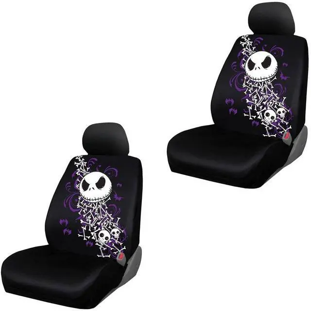 Main image of Nightmare Before Christmas Jack Skellington Bones Disney Movie Cartoon Character Auto Car Truck SUV Vehicle Low Back Front Bucket Seat Covers - Pair