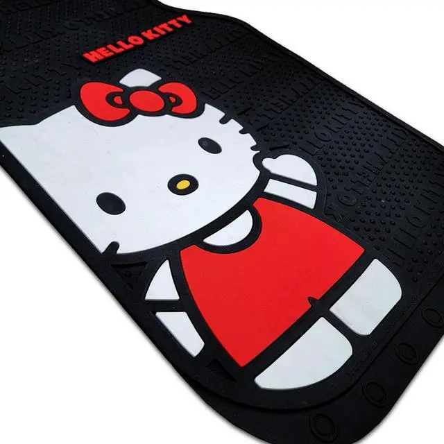 Main image of Plasticolor Hello Kitty Core Design Sanrio Waving Front & Rear Car Truck SUV Seat Rubber Floor Mats Gift Bundle