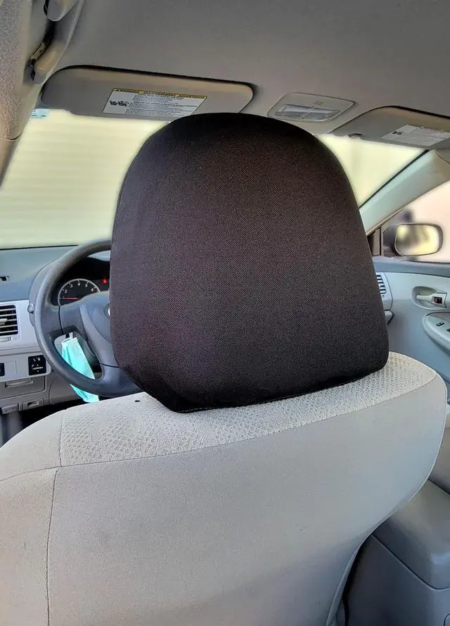 Alt view image 5 of 5 - Yupbizauto Universal Headrest Covers for Cars & Trucks - Solid Black Polyester with Foam Backing - Set of 2 Durable, Stylish Headrest Protectors for Most Vehicle Models - Easy to Install