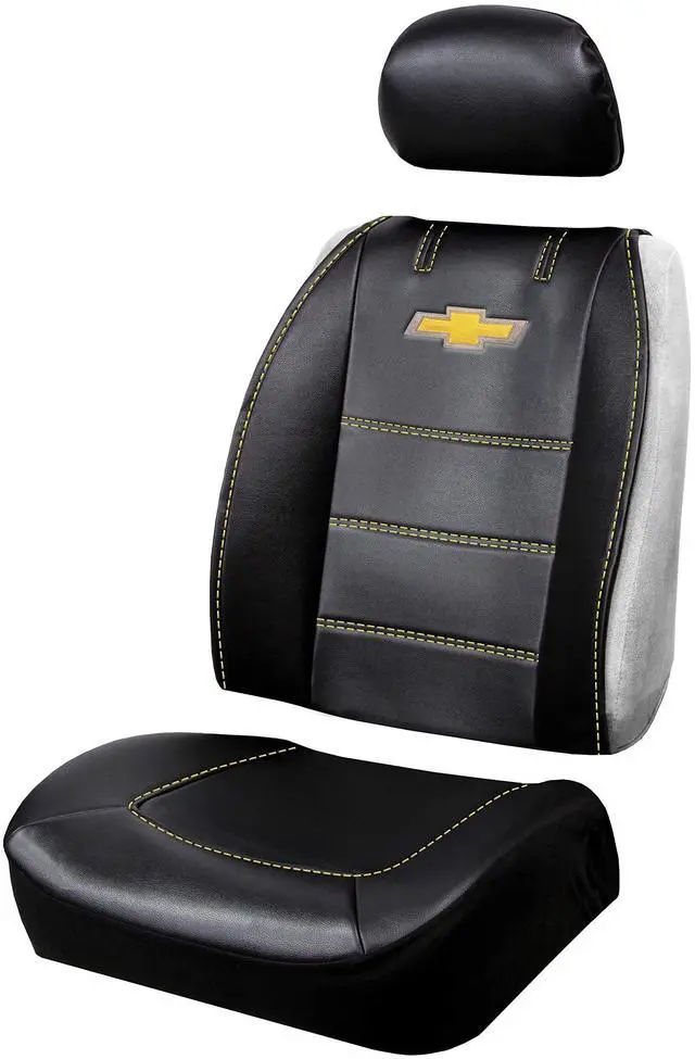 Alt view image 2 of 6 - Chevy Bowtie Universal Sideless Seat Cover W/Head Rest