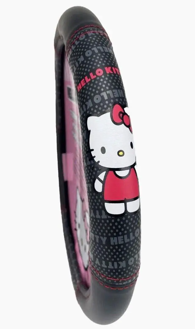 Main image of Hello Kitty Car Steering Wheel Cover Cord Design Air Freshener Bundle Univesal Fit