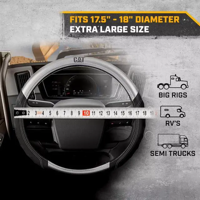 Alt view image 6 of 7 - Car Steering Wheel Cover, Extra Large 18 inch Size, Black and Metallic Silver Design Steering Wheel Cover for RV Semi Truck Big Rig Trucker + Air Freshener Bundle
