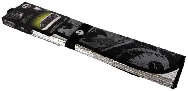 Alt view image 4 of 6 - Plasticolor 003855R01 Nightmare Before Christmas Jack Skellington Face Logo Black Foil Finish Car Truck or SUV Front Windshield Sunshade Bundle Set