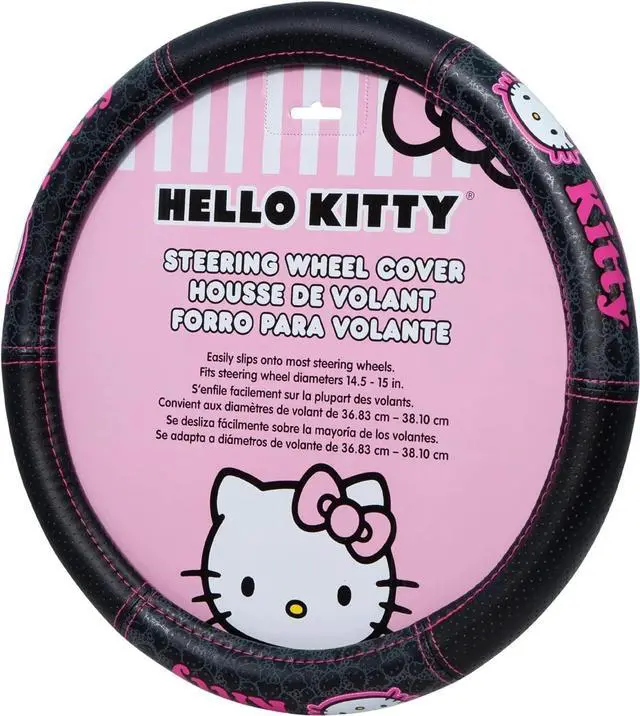 Alt view image 5 of 6 - Hello Kitty Collage Design Sanrio Front & Rear Car Truck SUV Seat Rubber Floor Mats and Steering Wheel Cover Bundle Set -6 PC