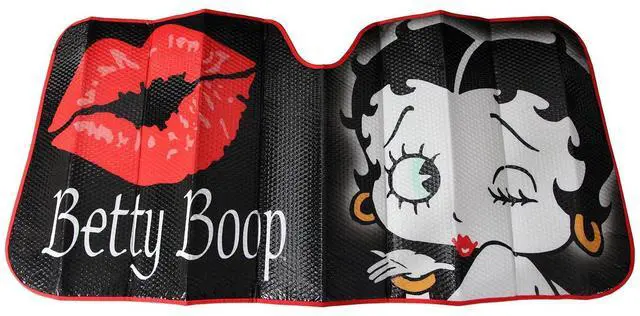 Alt view image 4 of 5 - Platicolors Betty Boop Skyline Design Car Accessories Bundle Set New Seat Covers, Front and Rear Rubber Mats, Steering Wheel Cover Sun Shade Air FreshenerProtection for Cars SUVs Trucks & Vans