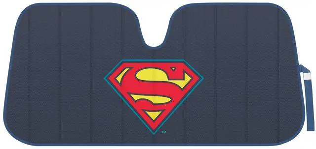 Main image of BDK Warner Bros DC Comics New Superman 2022 Car Accessories, Accordion Folding Windshield Sun Shade, UV Block Double Bubble Car Window Shades, 58 x 27 in, Keeps Vehicle Cool, Protects from Sun Damage