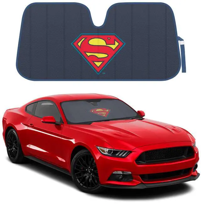 Alt view image 2 of 4 - BDK Warner Bros DC Comics New Superman 2022 Car Accessories, Accordion Folding Windshield Sun Shade, UV Block Double Bubble Car Window Shades, 58 x 27 in, Keeps Vehicle Cool, Protects from Sun Damage