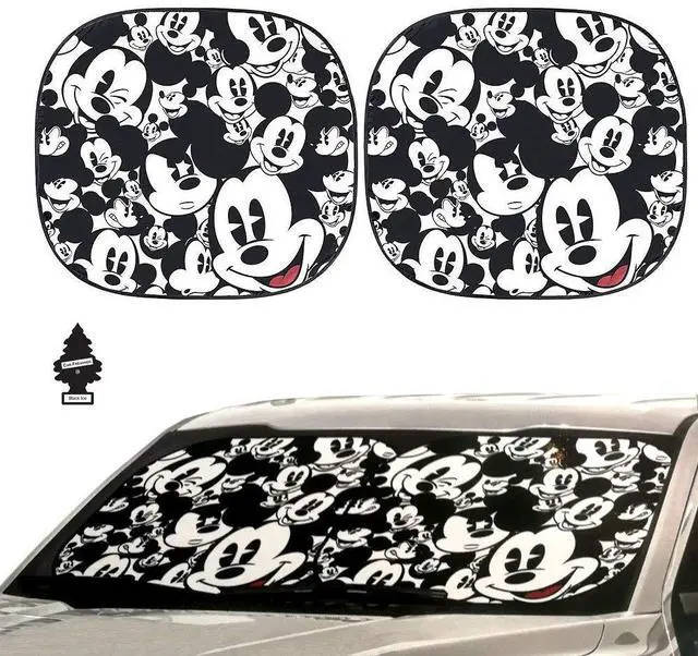 Main image of Auto Car Windshield Sunshade with Disney Mickey Expressions Design 2 Piece with Gift