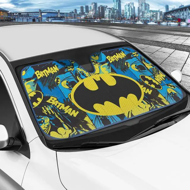 Alt view image 2 of 5 - BDK Warner Bros DC Comics Classic Batman Car Window Shades - Accordion Folding Windshield Sun Shade - Double Bubble 58 x 27 in - Keeps Vehicle Cool, Protects from Sun Damage UV Block Car Accessories