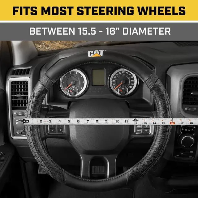 Alt view image 4 of 6 - Caterpillar Car Steering Wheel Cover, Large 16 inch Size, Tire Tread Inspired Traction Grip Design, Black Steering Wheel Cover for Car Auto Truck Van SUV Bundle