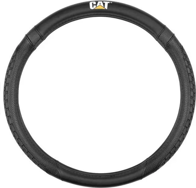 Alt view image 6 of 6 - Caterpillar Car Steering Wheel Cover, Large 16 inch Size, Tire Tread Inspired Traction Grip Design, Black Steering Wheel Cover for Car Auto Truck Van SUV Bundle