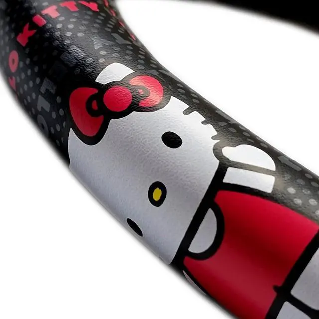 Alt view image 4 of 6 - New Design 8 Pieces Hello Kitty Car Seat Cover with 4 Rubber Mats, Steering Wheel Cover and Air Freshener Bundle Set