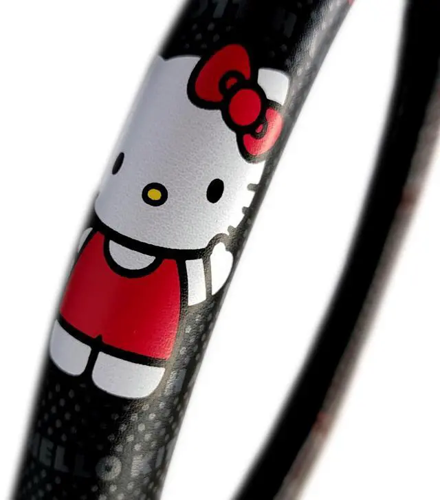 Alt view image 5 of 6 - New Design 8 Pieces Hello Kitty Car Seat Cover with 4 Rubber Mats, Steering Wheel Cover and Air Freshener Bundle Set