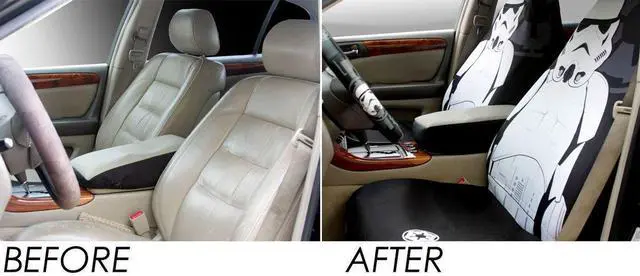 Alt view image 2 of 3 - Yupbizauto Plasticolor Star Wars Stormtrooper Car Truck SUV Seat Covers 3-Piece Set with Bonus Air Freshener  Universal Fit for Most Vehicles, Durable Protection for Front Seats, Easy Installation