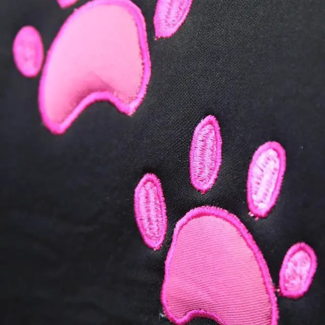 Alt view image 3 of 3 - NEW Pink Flat Cloth Front and Rear Car Seat Covers With Embroidery Paw Headrest Covers for Women