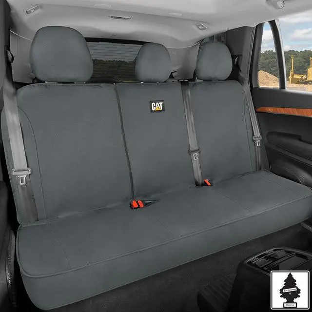 Main image of Caterpillar Universal Rear Bench Seat Cover Grey Bundle - Water-Resistant, Heavy-Duty Car, Truck, SUV Protector - Durable, Easy Install, Perfect for Pets, Work, Travel - Fits Most Vehicles