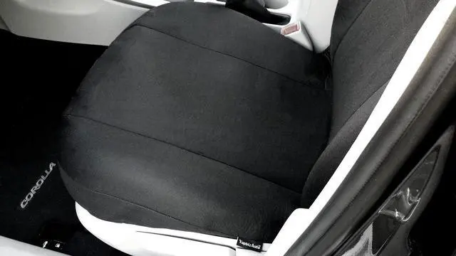 Alt view image 5 of 5 - New Black Flat Cloth Universal Fit Car Truck Seat Covers With Embroidery Logo Headrest Covers Support 60/40 Split Seats (Large Pink Heart)