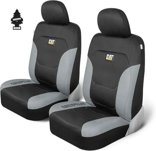 Main image of Caterpillar Car Truck Seat Covers for Front Seat Bundle Set Black Grey 2274