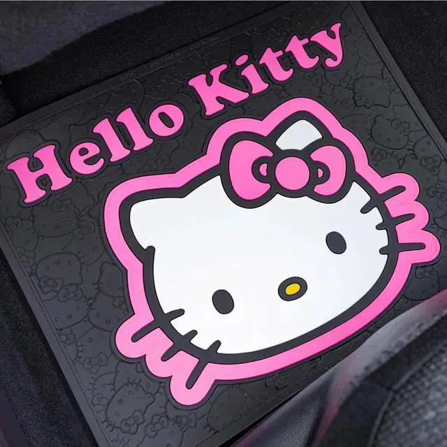 Alt view image 4 of 6 - Hello Kitty Collage Design Sanrio Front & Rear Car Truck SUV Seat Rubber Floor Mats and Steering Wheel Cover Bundle Set -6 PC