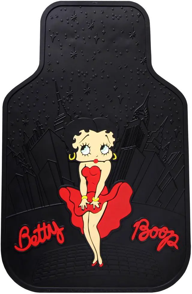 Alt view image 3 of 5 - Yupbizauto Platicolors Betty Boop Skyline Design Car Accessories Set New Seat Covers, Front Rubber Mats, Steering Wheel Cover Air Freshener Stylish Protection for Cars SUVs Trucks & Vans Idea