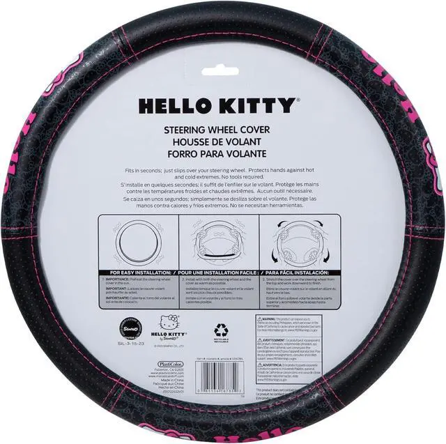 Alt view image 2 of 5 - Hello Kitty Car Steering Wheel Cover Collage Design Air Freshener Bundle Univesal Fit