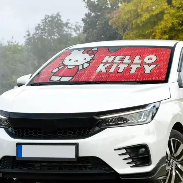 Alt view image 3 of 4 - New Hello Kitty Car Windshield Sun Shade | Reflector Sunshade Offers Ultimate Protection for Car Interior | Cool Reflective Sun Blocker Fits Small Sedans, Mini SUVs, & Hatchbacks Bundle -58 x 28 Inch