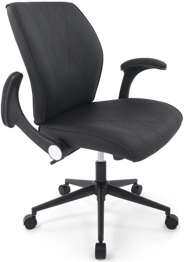 Main image of CHAIRMAN® Premium Faux Leather Padded Mid-Back Adjustable-Height/Tilt, Swivel Office Computer Desk Chair with Flip-up Arms, Ergo Design for Sedentariness, Black