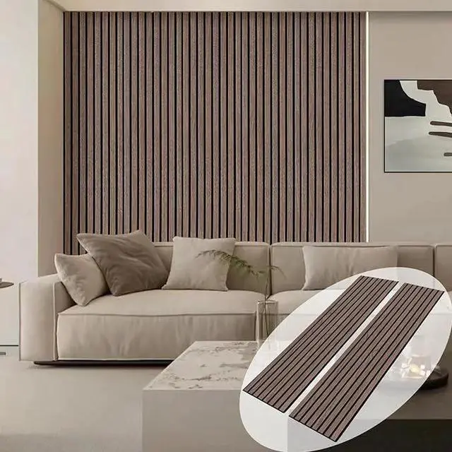 Main image of UNISOAR Wood Panels for Wall - 2 PCS Wood Slat Wall Panel, Natural Walnut Veneer Acoustic Wall Panels - 12.6" W x 94.5" L