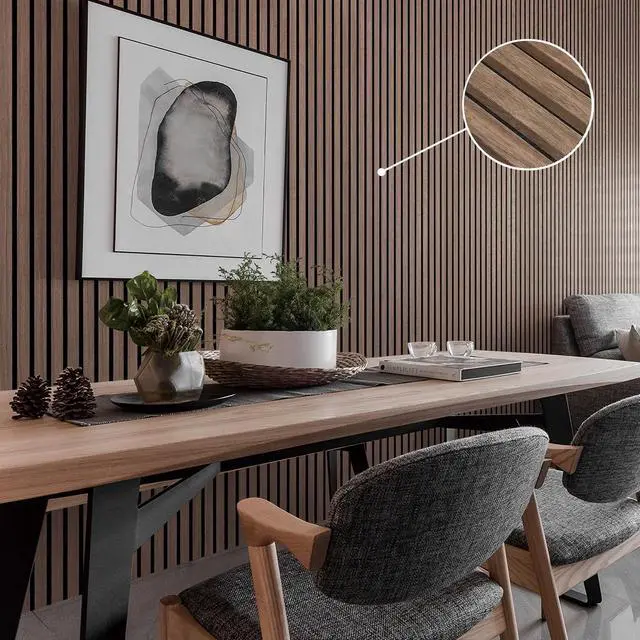 Alt view image 7 of 7 - UNISOAR Wood Panels for Wall - 2 PCS Wood Slat Wall Panel, Natural Walnut Veneer Acoustic Wall Panels - 12.6" W x 94.5" L
