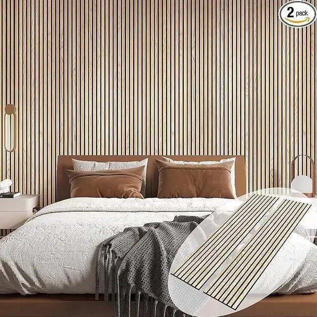Main image of UNISOAR 3D Wall Panels for Interior Wall Decor, 2-Pack Wood Panels for Wall, Oak Genuine Wood Veneer Acoustic Wall Panels - 12.6" W x 94.5" L