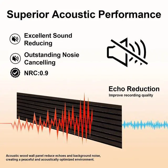 Alt view image 5 of 7 - UNISOAR Wood Panels for Wall, Wood Slat Wall Panel - 2 Pack, Black Wood Slats for Wall, Natural Smoked Wood Veneer Accent Wall Panels, Acoustic Slat Wood Wall Panels - 12.6" W x 94.5" L