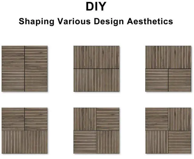 Alt view image 7 of 7 - UNISOAR Wood Panels for Wall - 4 PCS Wood Slat Wall Panel, Natural Walnut Veneer Acoustic Wall Panels - 12.6" W x 94.5" L