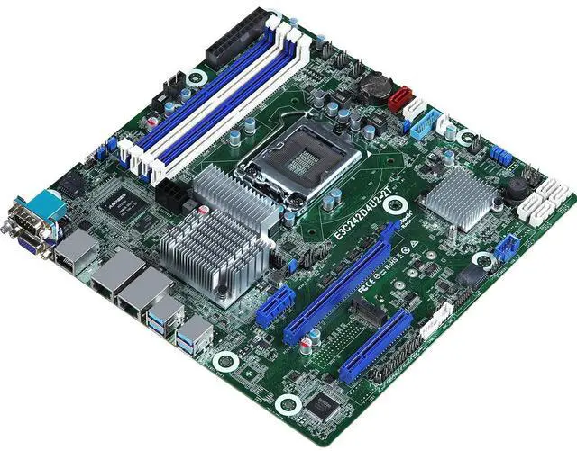 Alt view image 2 of 4 - AsRock Rack Server Motherboard E3C242D4U2-2T - LGA1151 C242 DDR4 mATX Dual LAN