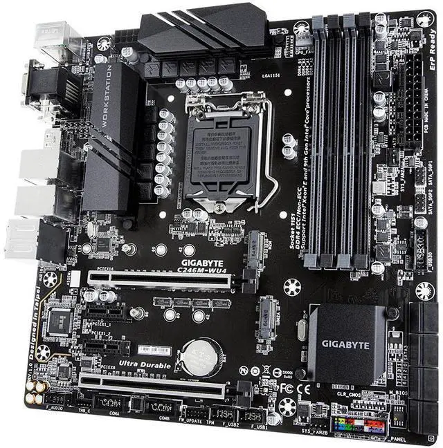 Alt view image 2 of 3 - GIGABYTE C246M-WU4 LGA 1151 (300 Series) C246 DDR4 mATX, International Version - R.O.Korea - No Warranty.