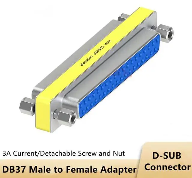Alt view image 2 of 3 - Vszerda 37 Pin High Density D-Sub Male to Female Adapter 180 Degree Metal 3A