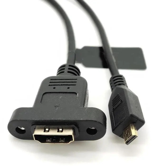 Alt view image 5 of 7 - Vszerda Panel Mount HDMI Female to Micro Male HDMI Gold-Plated Interface Digital Cameras Extension Cable Fully Shielded with Fixed Screw Hole 30CM