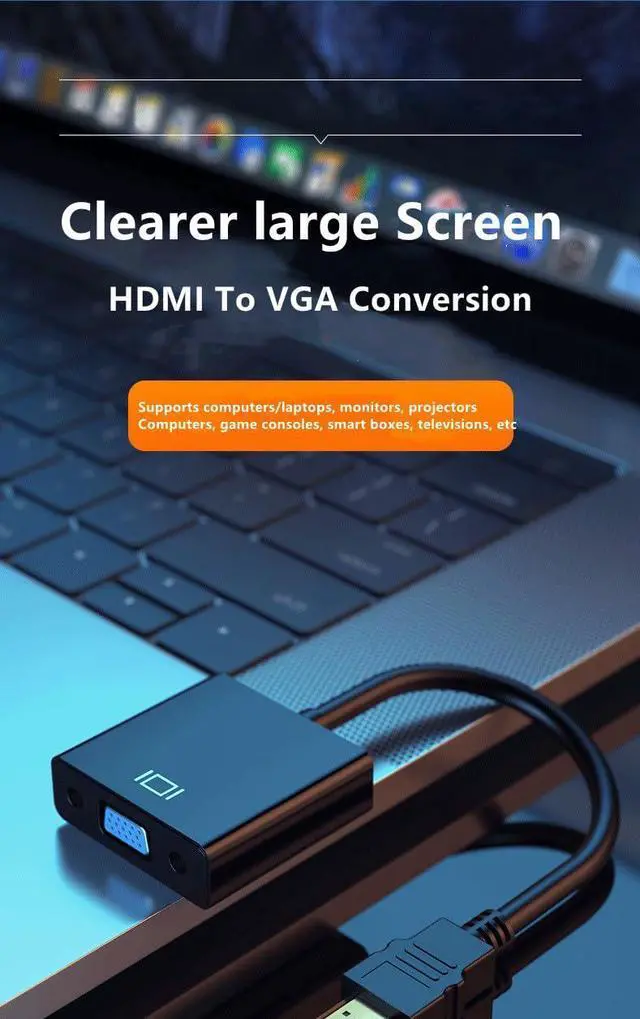 Alt view image 4 of 6 - Vszerda HDMI to VGA High-Definition Conversion Cable with Cell EP94Z1E for Laptop, Display,Projector,DVD, 20CM (Black, HDMI/VGA with Audio)