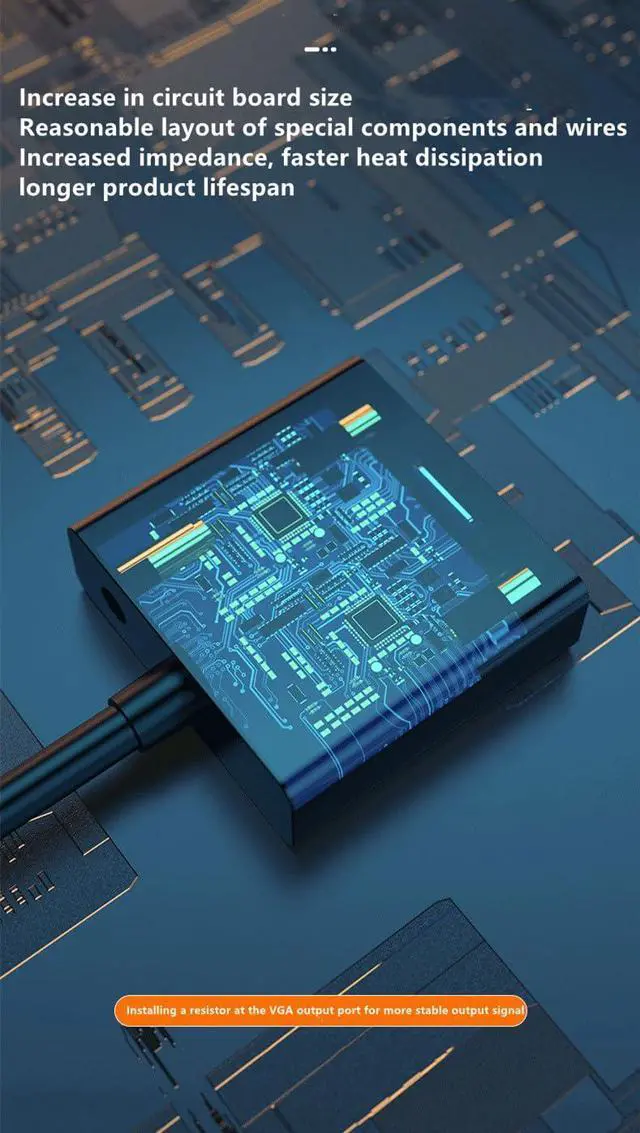 Alt view image 5 of 6 - Vszerda HDMI to VGA High-Definition Conversion Cable with Cell EP94Z1E for Laptop, Display,Projector,DVD, 20CM (Black, HDMI/VGA with Audio)