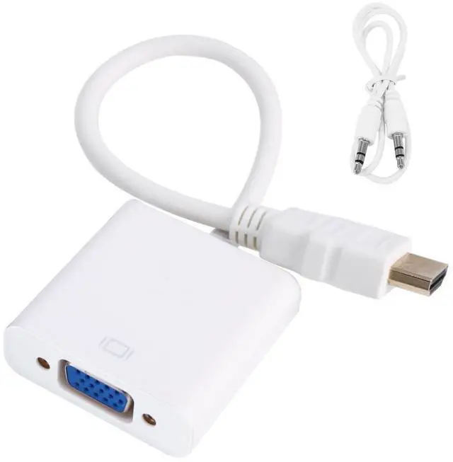 Alt view image 7 of 7 - Vszerda HDMI to VGA High-Definition Conversion Cable with Cell EP94Z1E for Laptop, Display,Projector,DVD, 20CM (White, HDMI/VGA with Audio)