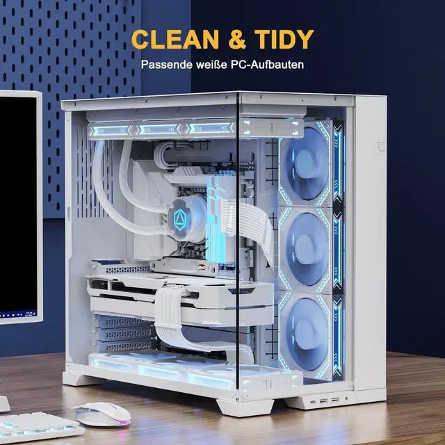 Alt view image 6 of 7 - Vszerda PSU Cable Extension Kit,One Way Bend Design PC Cables - Bright White Braided 1x 24Pin ATX / 2X 8 (4+4) Pin EPS/Gold-Plated 3X 8 (6+2) Pin PCIE for Power Supply,18AWG 6 Kits