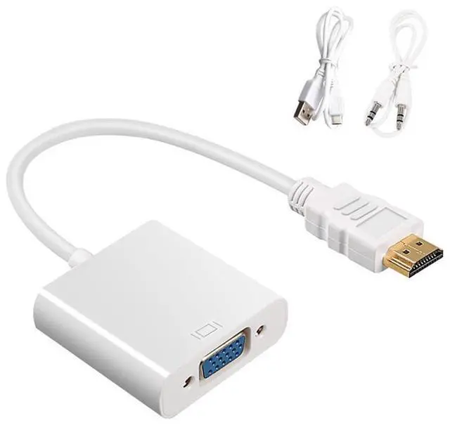 Alt view image 7 of 7 - Vszerda HDMI to VGA High-Definition Conversion Cable with Cell EP94Z1E for Laptop, Display,Projector,DVD, 20CM (White, HDMI/VGA with Audio and Power Supply)