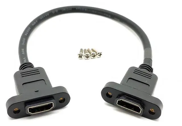 Main image of Vszerda HDMI Female to HDMI Female Panel Mount Ethernet Adapter High Speed Extension Cable 28AWG with Screws 30CM