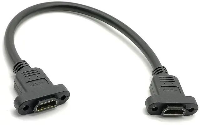 Alt view image 5 of 7 - Vszerda HDMI Female to HDMI Female Panel Mount Ethernet Adapter High Speed Extension Cable 28AWG with Screws 30CM