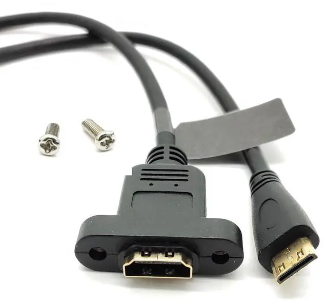 Main image of Vszerda Panel Mount HDMI Female to Mini Male HDMI Gold-Plated Interface Handheld Digital Camera Extension Cable Fully Shielded with Fixed Screw Hole 30CM