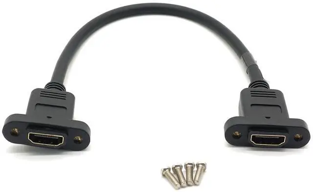 Alt view image 3 of 7 - Vszerda HDMI Female to HDMI Female Data Transfer Cable Adapter High Speed Extension Cable with Screws 30CM