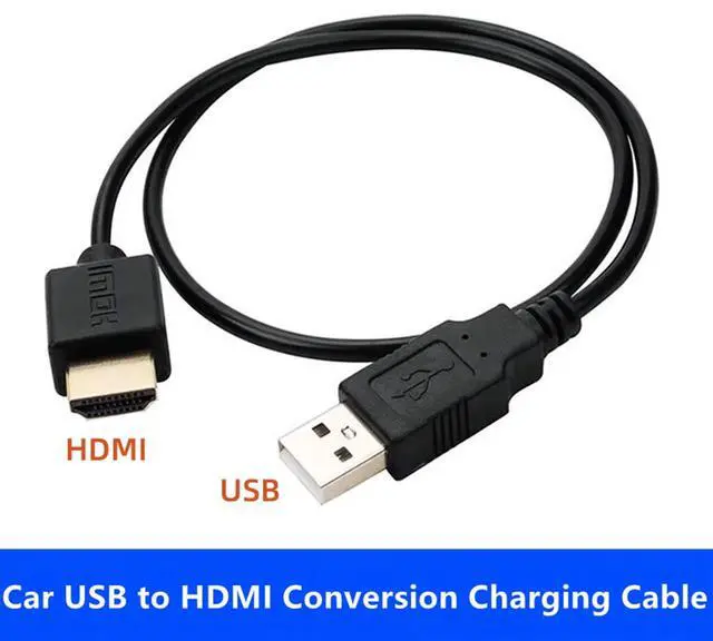 Alt view image 4 of 6 - Vszerda Car USB to HDMI Fast Charging Cable, USB Male to HDMI Male Conversion Power Cable, Only for Car Charging Use Length 50CM