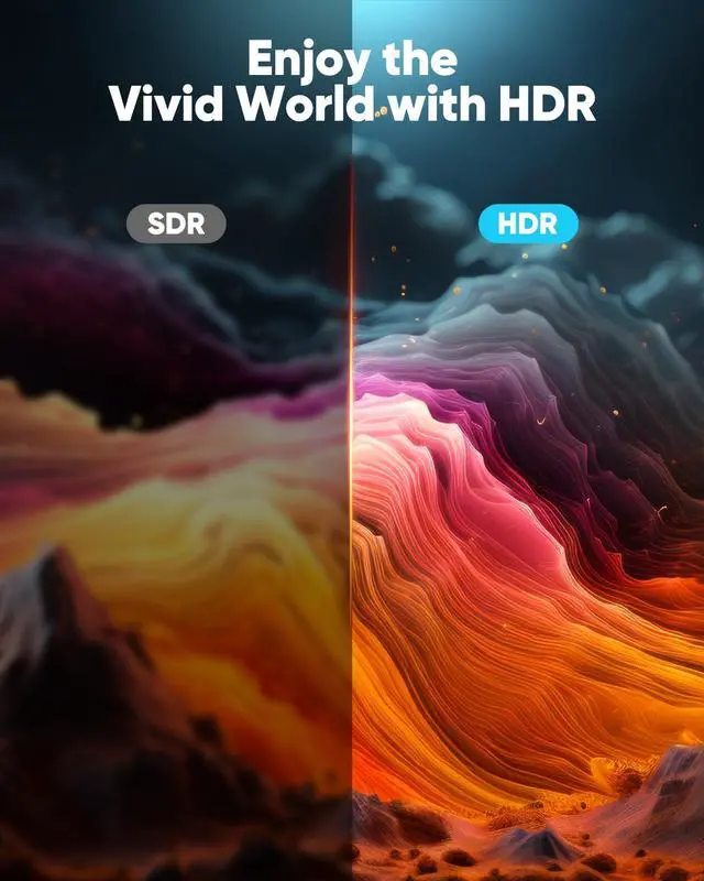 Alt view image 5 of 7 - Vszerda 4K HDMI Cable 6.6FT/2m - 4K@60Hz HDR Braided HDMI Cord, 18Gbps High Speed with Ethernet/ARC, 3D, HDCP 2.2, ARC, Compatible for PS-5/4/3/4K HDTV/Monitor/Projector/Streaming Media, Black